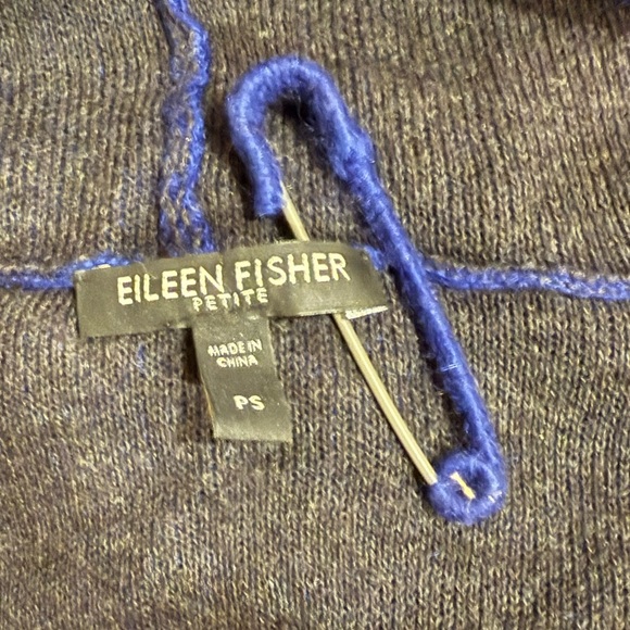 EILEEN FISHER Pin Closure Cardigan sweater blue grey petite small - Picture 4 of 4